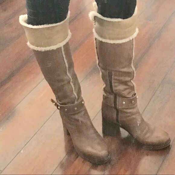 NAPOLEONI fur lined cognac leather MADE IN ITALY BOOTS, size 6 - Picture 3 of 9